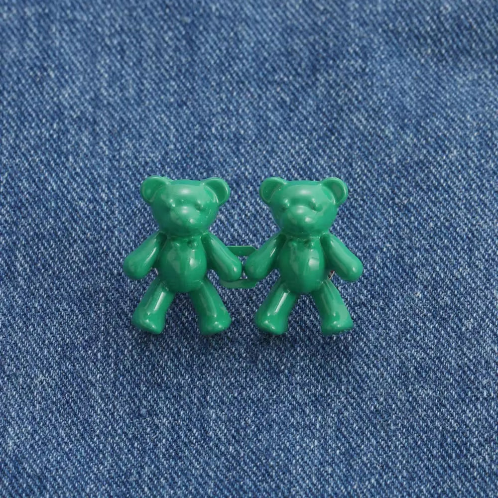 2Pcs Adjustable Jean Buttons Pins Cute Bear Pants Button Pins No Sew and Tools Instant Pant Waist Tightener for Loose Jeans