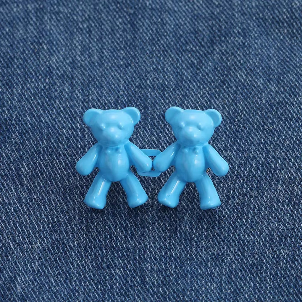 2Pcs Adjustable Jean Buttons Pins Cute Bear Pants Button Pins No Sew and Tools Instant Pant Waist Tightener for Loose Jeans