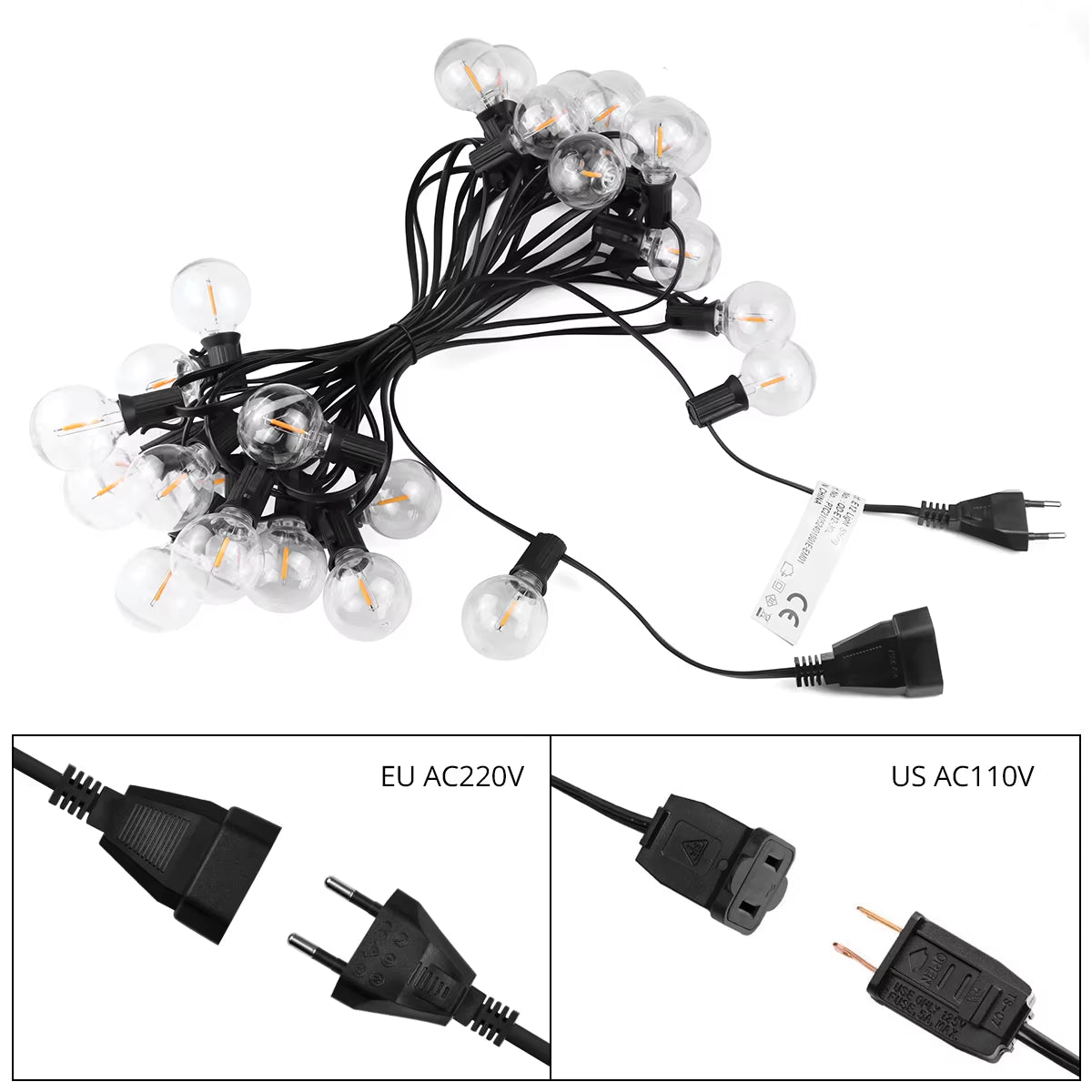 9M /15M Fairy Wedding String Light Christmas Retro LED Globe Festoon Bulb LED Fairy String Light Outdoor Party Garden Garland
