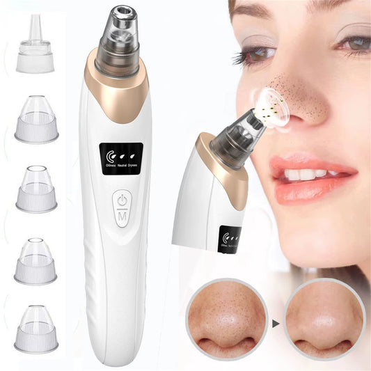 Portable Electric Suction Blackhead Remover with 5Probes Instrument with LCD Display