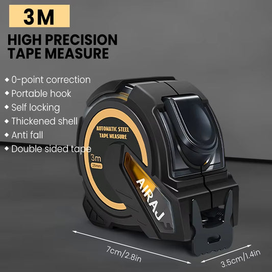 AIRAJ 3M to 10M Metric Self-Locking Tape Measure with Rubberized Coating, High - Precision Straightedge Measuring Tool Hand Tool